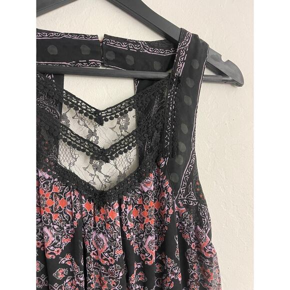 Free People Dress 4 Maxi Moroccan Black Crochet Lace Fairy Bohemian Whimsical - Picture 6 of 11